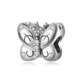 Silver S925 sterling silver butterfly charm with sparkling cubic zirconia inlay - Micro Pave Butterfly Bead