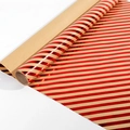 Waterproof kraft paper roll with metallic red diagonal stripes for luxury gift wrapping - Gold Stamped Diagonal Stripes / 0.43*3m