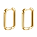 Minimalist 10mm U-shaped stainless steel earrings in 18K gold finish on a white background - Gold