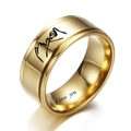 Vista macro de anillo dorado con icono de promesa y grabado interior I Love You - US 7 / Dorado con dos ranuras