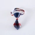 Adjustable British style red and blue plaid necktie for pets with white plastic buckle - Denim Blue Plaid Necktie / S (17-32cm)