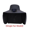Dark grey outdoor solar fan fishing hat with wide brim and neck protection flap - Single Fan Model / Dark Gray