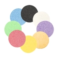 Compressed wood pulp facial sponges in diverse vibrant colors and round shape - Compressed Round