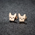 Miniature French Bulldog stud earrings in rose gold plated stainless steel - Bulldog / Rose Gold