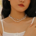 Collier de perles à double rangée fait main avec pendentifs coquillages pour plage - Style Blanc Frais (K-556)