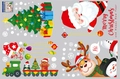 Pegatinas navideñas para ventanas con Papá Noel, renos y tren para decoración festiva - Diseño (30*90cm 2 piezas/juego)
