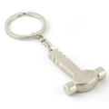 Mini silver metal hammer keychain with polished link chain and sturdy keyring - Hammer