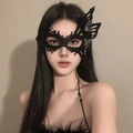 Elegant black lace butterfly masquerade mask with intricate cutout details and 3D accents - Black Lace 3D Butterfly Hollow Mask