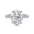 Lussuoso anello in argento S925 con grande zircone ovale con taglio a fiore di ghiaccio - US 6 / Argento/Bianco