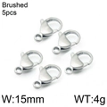 Five-pack of 15mm brushed 18k gold-plated 304 stainless steel lobster clasps for DIY jewelry - Brushed Steel Lobster Clasp (KLJ6609-Z)