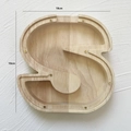 Letter S shaped wooden money box with acrylic panel measuring 18x18cm for home decor - Letter S