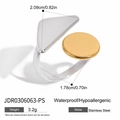 Nahaufnahme des geometrischen Edelstahlrings mit Gewichts- und Größenangaben - Geometrischer zweifarbiger Stil (JDR0306063-PS) / Gold und Silber