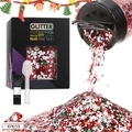 Christmas glitter set with red, white, and green snowflake sequins in a premium black gift box - Set-5 (Red White Green Mixed Sequins - XP659)