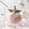 Angelo di Natale in peluche rosa con ali grigie e cordino per appenderlo, 9 cm - Angelo con Palla di Pelliccia Rosa (Stile N)