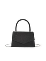 Macro shot of black glitter evening bag with V-shaped flap and metallic chain strap - V-Shape Flap / Black