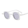 Punk square white frame sunglasses with round lavender lenses and gold rivets - C4 White Frame Light Grey Lens