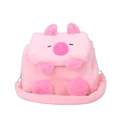 Pink plush Capybara cartoon crossbody bag with soft faux fur and animal embroidery - Pink
