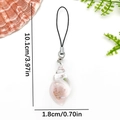Pink resin seashell phone charm with crystal flower detail and dimensions 10.1cm by 1.8cm - Transparent Pink Resin Ocean Conch Bag Charm-ER1927