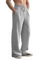 Pantalón informal de hombre en gris con rayas verticales y cordón ajustable en cintura - S / Gris claro