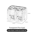Set porta spazzolino effetto acqua con due bicchieri trasparenti e base argentata - Trasparente (Doppia Tazza)