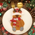Christmas reindeer cutlery holder with red knit hat and scarf for table decoration - Christmas Reindeer Style