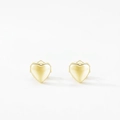 Polished S925 sterling silver heart-shaped stud earrings in elegant golden finish - Heart Style (RHE595G)