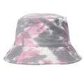 Gray and pink tie-dye cotton bucket hat for sun protection with a stylish washed pattern - L (58-60cm) / Pink Gray