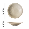Japanese style 24.5cm cream white stoneware straw hat plate for pasta and salad bowl - Cloth Pattern Straw Hat Bowl