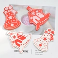 Nordic red and white wooden Christmas ornaments featuring bell and house shapes - House Bell-5CM-20Pcs