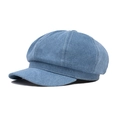 Gorra de repartidor en denim azul claro con costuras blancas y diseño de seis paneles - Ajustable / Azul claro
