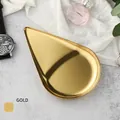 Polished gold drop-shaped stainless steel jewelry tray in luxury mirror finish - Stainless Steel / Waterdrop Shape Gold (18*10.5cm)