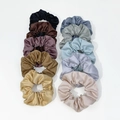 Set of 10 satin silk scrunchies in various solid colors for women hair styling - Steady Dark Colors