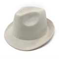 Detalle de sombrero fedora crema con textura de gamuza y costuras finas en el ala - M (56-59cm) / Blanco Roto (Gamuza)