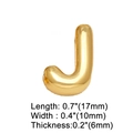 Detailed view of golden 3D bubble letter J pendant with precise dimensions and mirror finish - Gold J