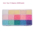 Detail of 2mm glass seed bead set with 15 macaron colors in a transparent storage box - Approx. 12g Per Grid / 15 Grids 2mm Pearlescent Series / Pearlescent Color