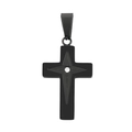 Pendentif croix étoile en acier inoxydable noir avec zircon central taille diamant - Pendentif Noir (KP119913-HR)