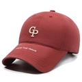 Gorra de béisbol de algodón granate con bordado CP y texto RIDE THE WAVE en visera - Burdeos