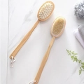 Dual-sided bath brush set with natural bristles and long wooden handle for body massage - Hemlock Double-Sided Detachable Brush 42x7cm