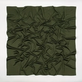 Detail of dark green matte satin square scarf showing soft silk texture and fabric folds - Emerald Green (7#)