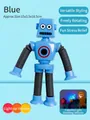 Blue suction cup giraffe robot toy with glowing telescopic tubes for creative play - Blue Robot (LED Light)