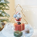 Lighted resin Santa Claus with metal pine tree frame on red gift box base decoration - Glowing Pine Tree Santa Ornament