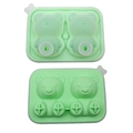 Set of two light green silicone teddy bear ice cube molds with BPA FREE food grade marking - 2-Cavity Bear (Avocado Green)