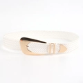 Damen Sommer Flechtgürtel in Weiß mit minimalistischer goldener Metallschnalle - Weiß / 115cm