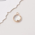 10mm golden round crystal pendant with transparent faceted stone for DIY jewelry making - White