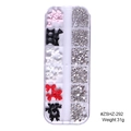 Mix of colorful resin bows and clear nail art rhinestones in a 12-slot storage case - Colored Bow-knot Clear Rhinestones (ZSHZ-292)