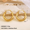 Pendientes de aro en acero inoxidable chapado en oro 18K pulido de 25 mm y grosor de 5 mm - 2.5cm / Dorado