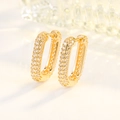 Elegant gold U-shaped hoop earrings with micro-pave cubic zirconia crystals for women - Gold