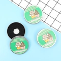 Round metal makeup brush cleaner box with black sponge and powder puff inside - Bear Box Set