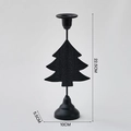 Minimalist black metal Christmas tree candle holder with matte finish and 22.5cm height - Christmas Tree-Black