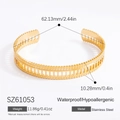 Bracciale rigido aperto dorato in acciaio inossidabile impermeabile con design romano - SZ61053-Modello geometrico cavo dorato
